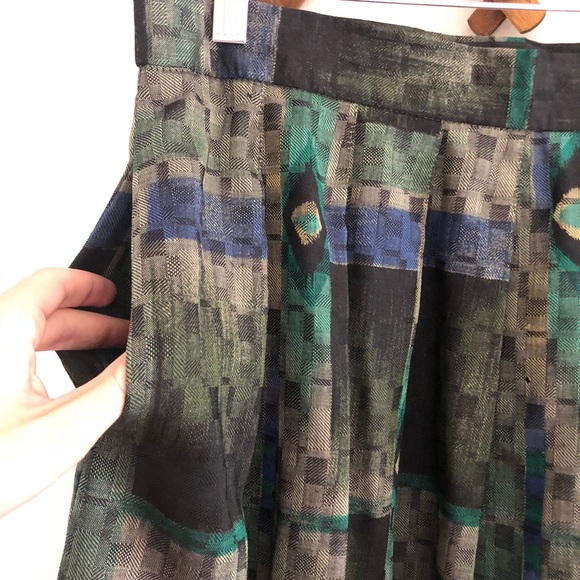 Vintage Geiger Austria Wool Peacock Plaid Maxi Skirt, EU 42/Large - Picture 5 of 9